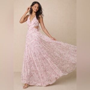 NWT Lulu’s Ethereal Love Blush Floral Maxi Dress Spring wedding - Size M